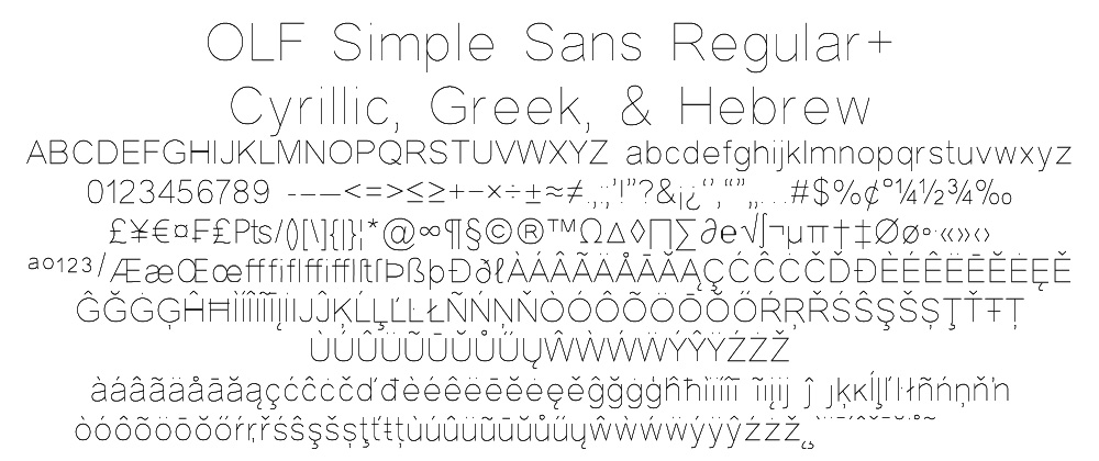 OLF Simple Sans Regular + Cyrillic, Greek, & Hebrew